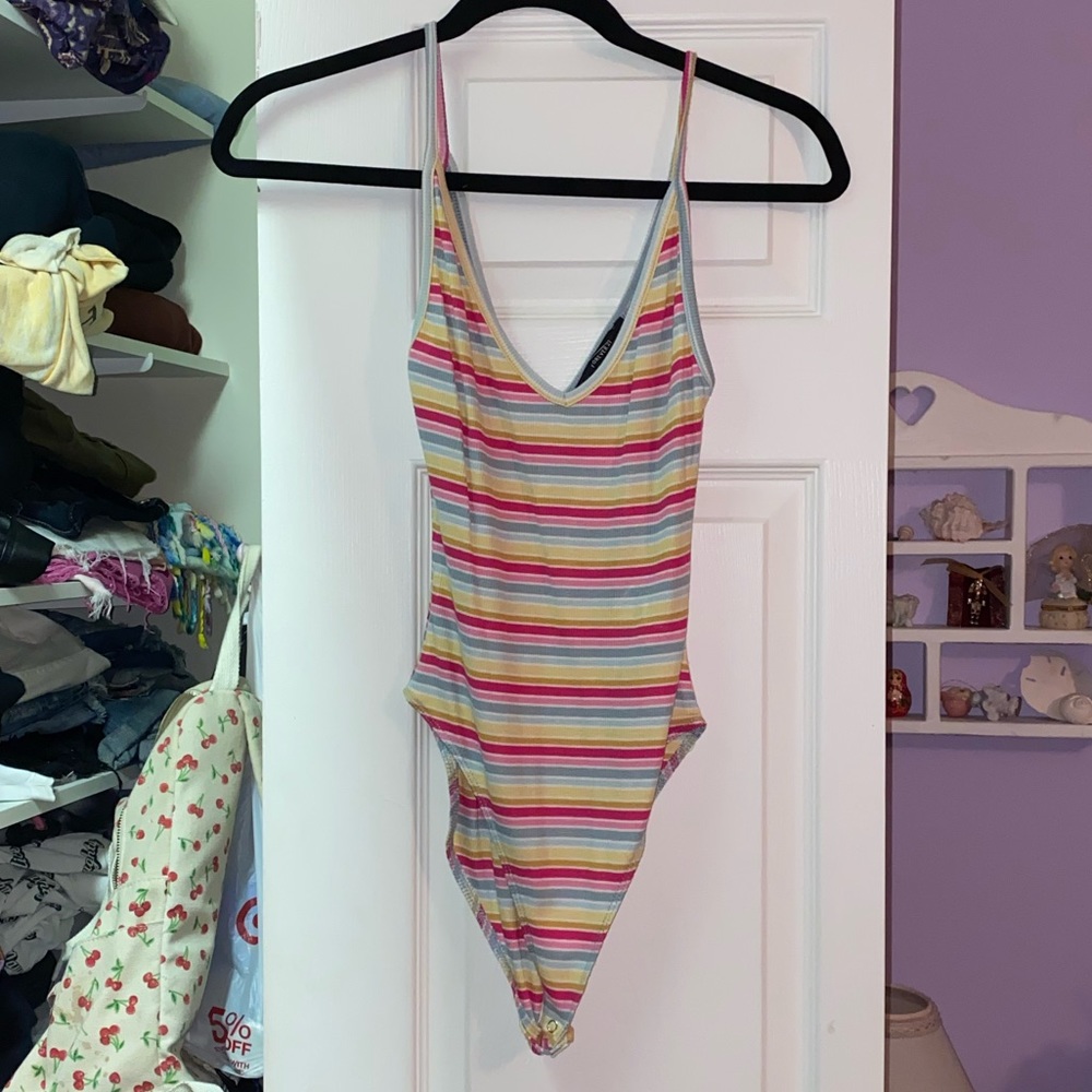 Multicolored Striped Bodysuit